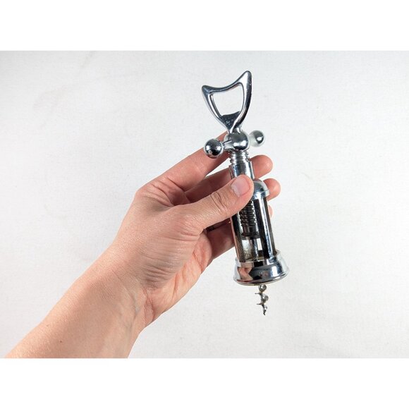 Vintage Silver toned metal wine corkscrew and soda / beer bottle opener - Picture 5 of 10